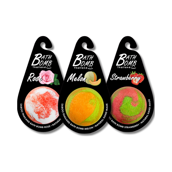 SABOO Schaumbad Bombe – Geschenkset aus drei Badebomben (Rose · Melone · Erdbeere)