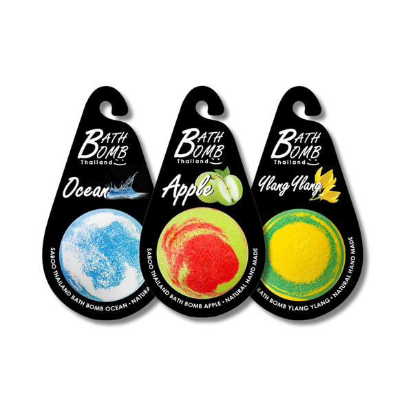 SABOO Schaumbad Bombe – Geschenkset aus drei Badebomben (Ozean · Apfel · Ylang-Ylang)