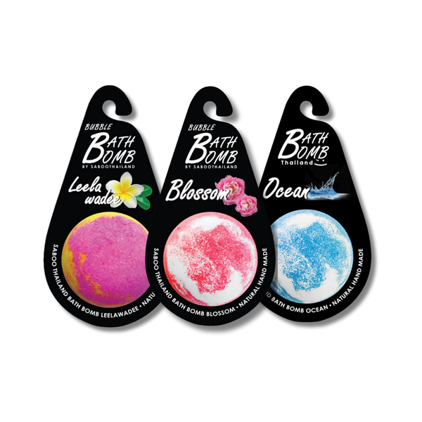 SABOO Schaumbad Bombe – Geschenkset aus drei Badebomben (Leelawadee · Blüte · Ozean)