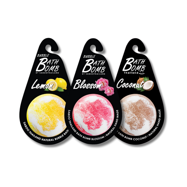 SABOO Schaumbad Bombe – Geschenkset aus drei Badebomben (Zitrone · Blossom · Kokosnuss)