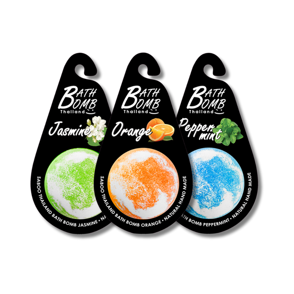 SABOO Schaumbad Bombe – Geschenkset aus drei Badebomben (Jasmin · Orange · Pfefferminze)
